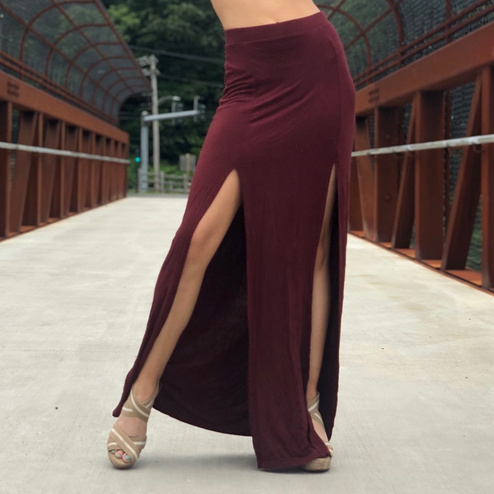 Burgundy Maxi Skirt